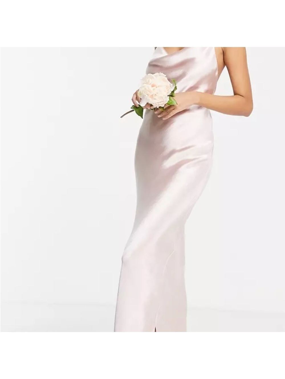 Asos Satin Cami Maxi Slip Dress Open Back Blush Pink Bridesmaid Wedding US4 NWT
